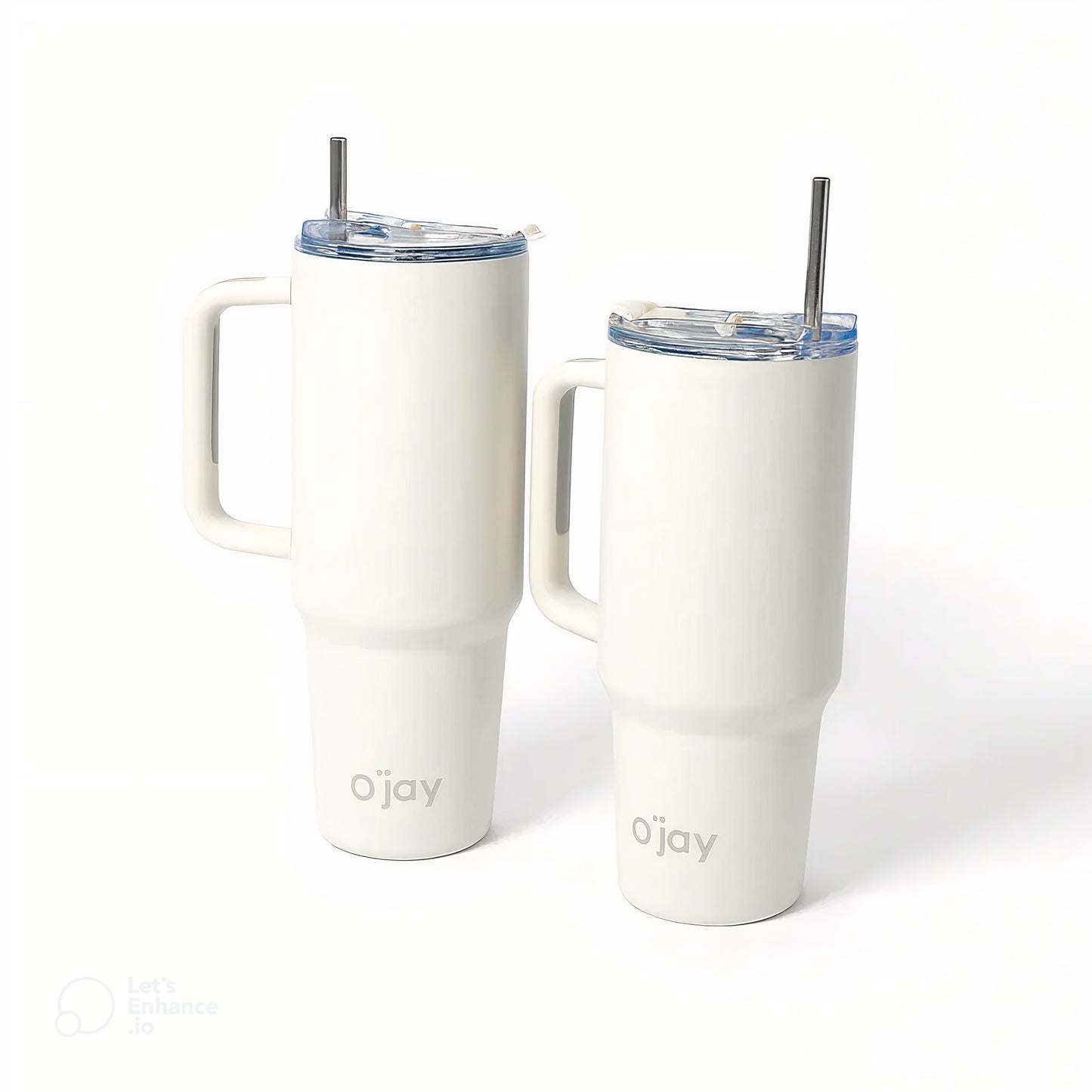 WHITE OJAY PREMIUM STAINLESS STEEL TUMBLER (40 OZ) HOT AND COLD INSULATED CUP