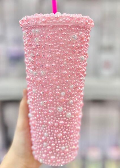 LUXURY PEARL BEADED TUMBLER- BARBIECORE EDITION