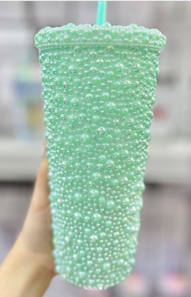 LUXURY PEARL BEADED TUMBLER- BARBIECORE EDITION