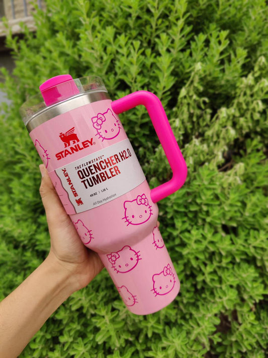 PINK KITTY STANLEY TUMBLER 40 OZ STANLESS STEAL