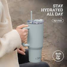 GRAY OJAY PREMIUM STAINLESS STEEL TUMBLER (40 OZ) HOT AND COLD INSULATED CUP