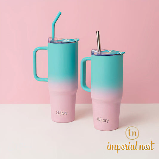 PINK OJAY PREMIUM STAINLESS STEEL TUMBLER (40 OZ) HOT AND COLD INSULATED CUP